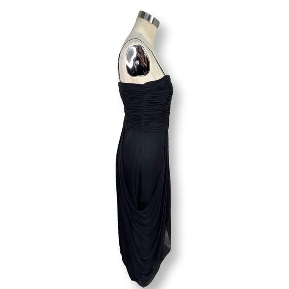 [[ SAJA ]] Elegant, Layered Drape Black Silk Maxi Dress :: 8 - Picture 5 of 15
